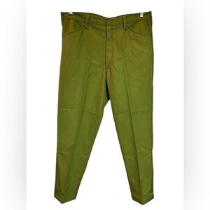 Vintage 1970's Unbranded ArmyGreen Flat Front Pants Men’s 34x28 READ ALL
